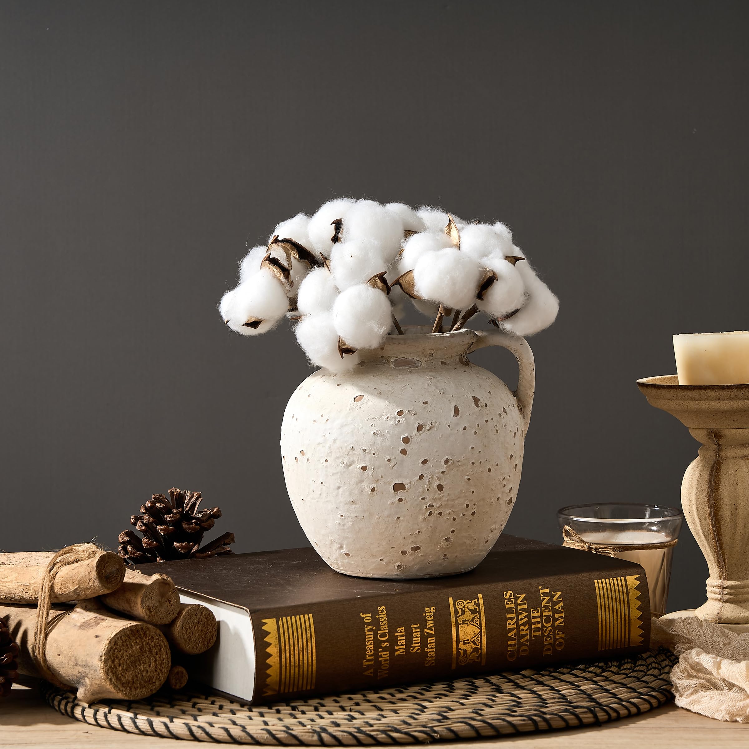 Amazon.com: PORCER 5.6 英吋(約5.6 公分)赤陶花瓶,附把手,仿古仿古